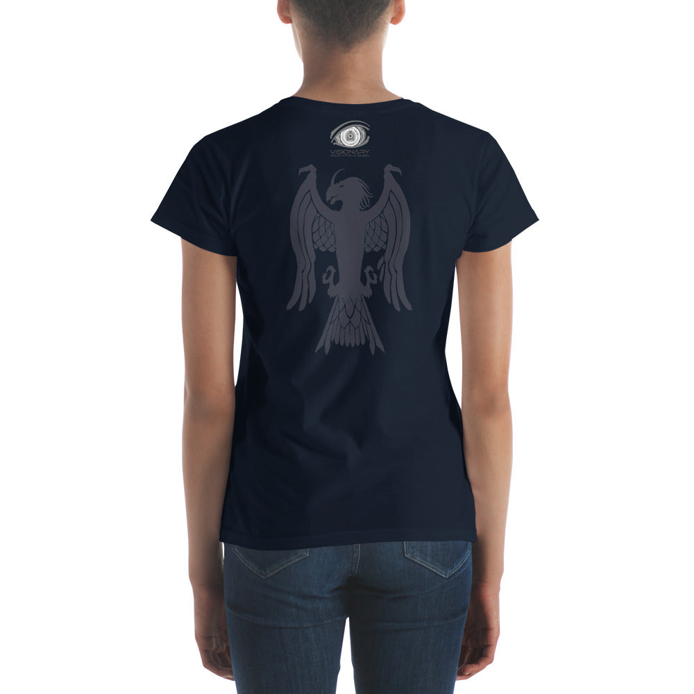 Women's Short Sleeve T-Shirt “Dragon Hawk” Adventurers Front/Crest Back