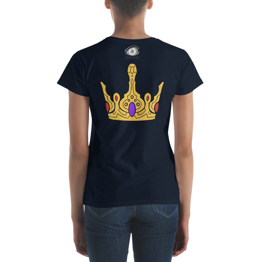 Women's Short Sleeve T-Shirt “Gold Crown” Adventurers Front/Crest Back