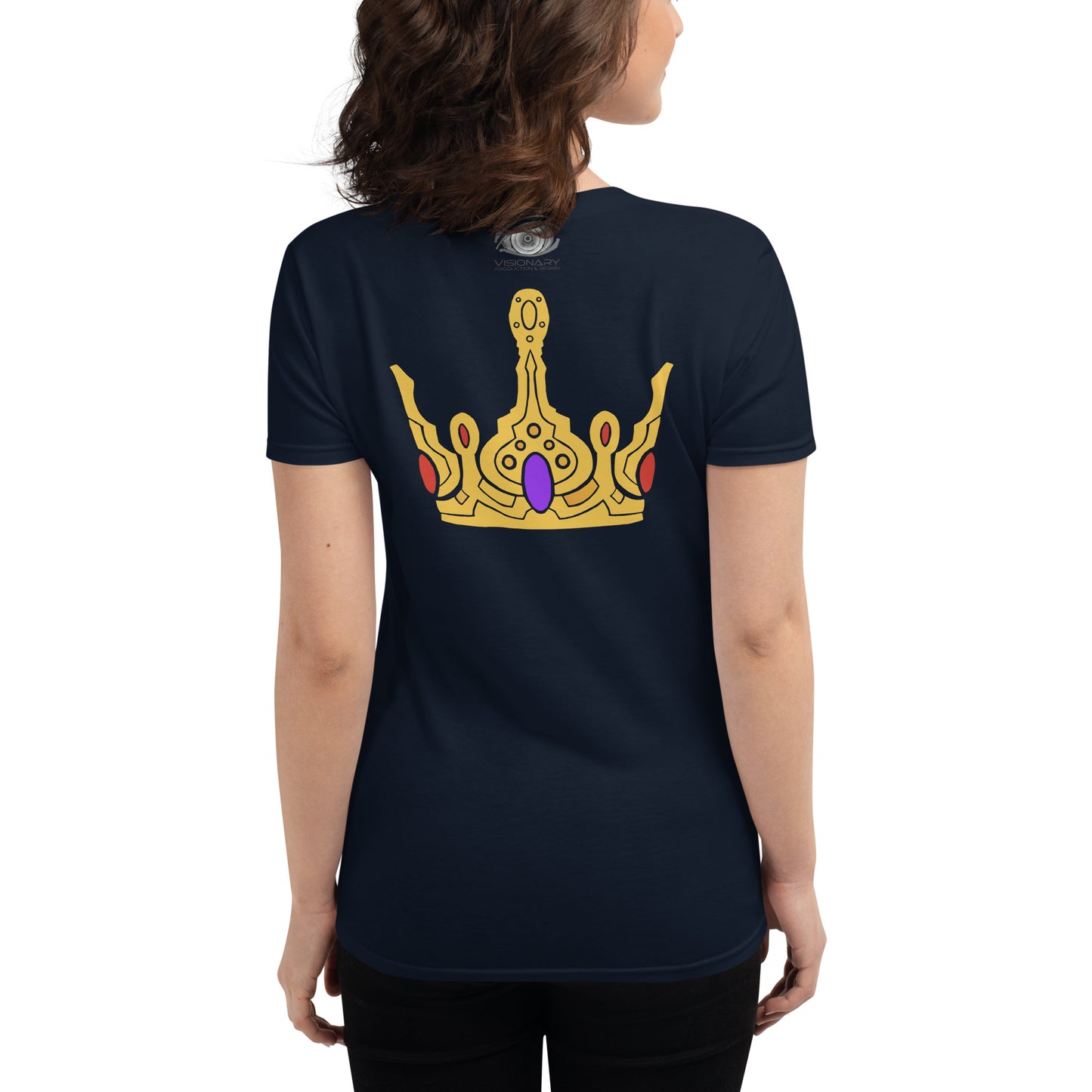 Women's Short Sleeve T-Shirt “Gold Crown” Adventurers Front/Crest Back