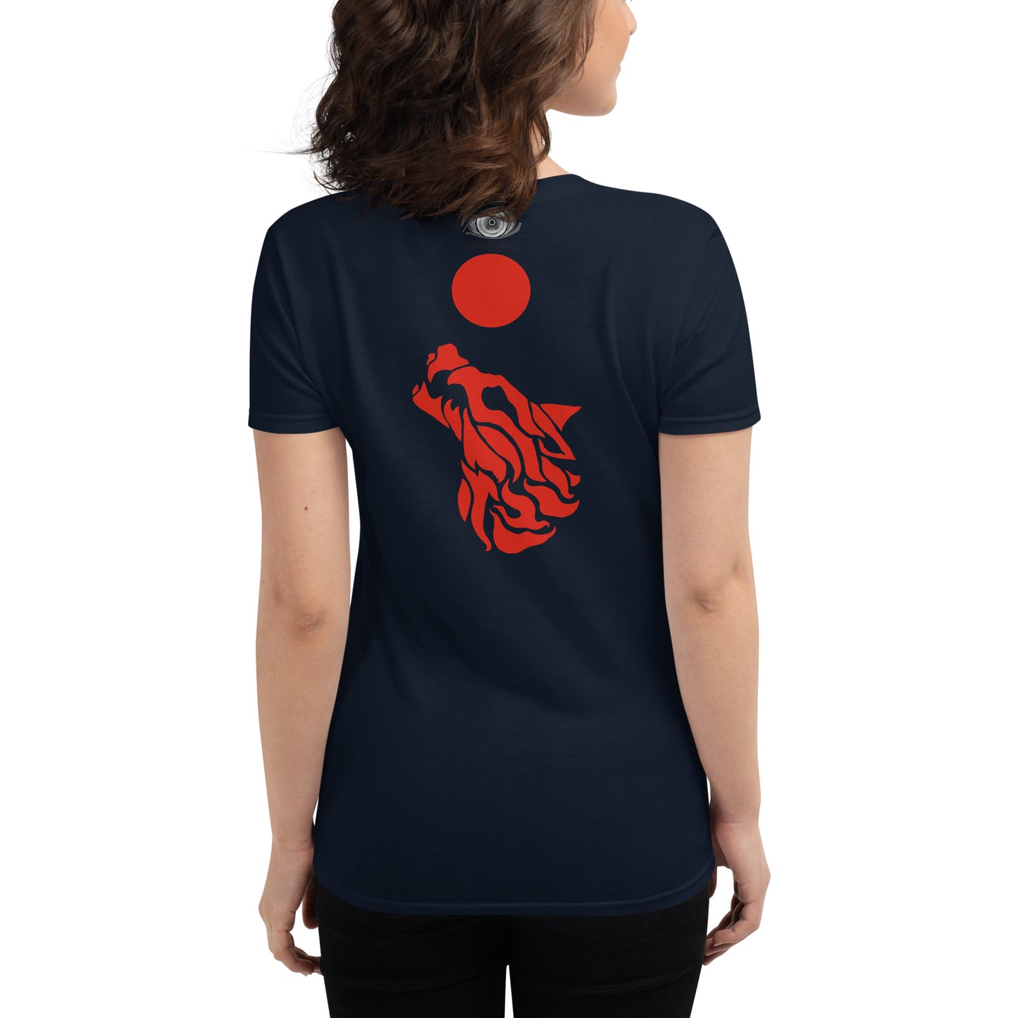 Women's Short Sleeve T-Shirt "Red Wolf” Adventurers Front/Crest Back