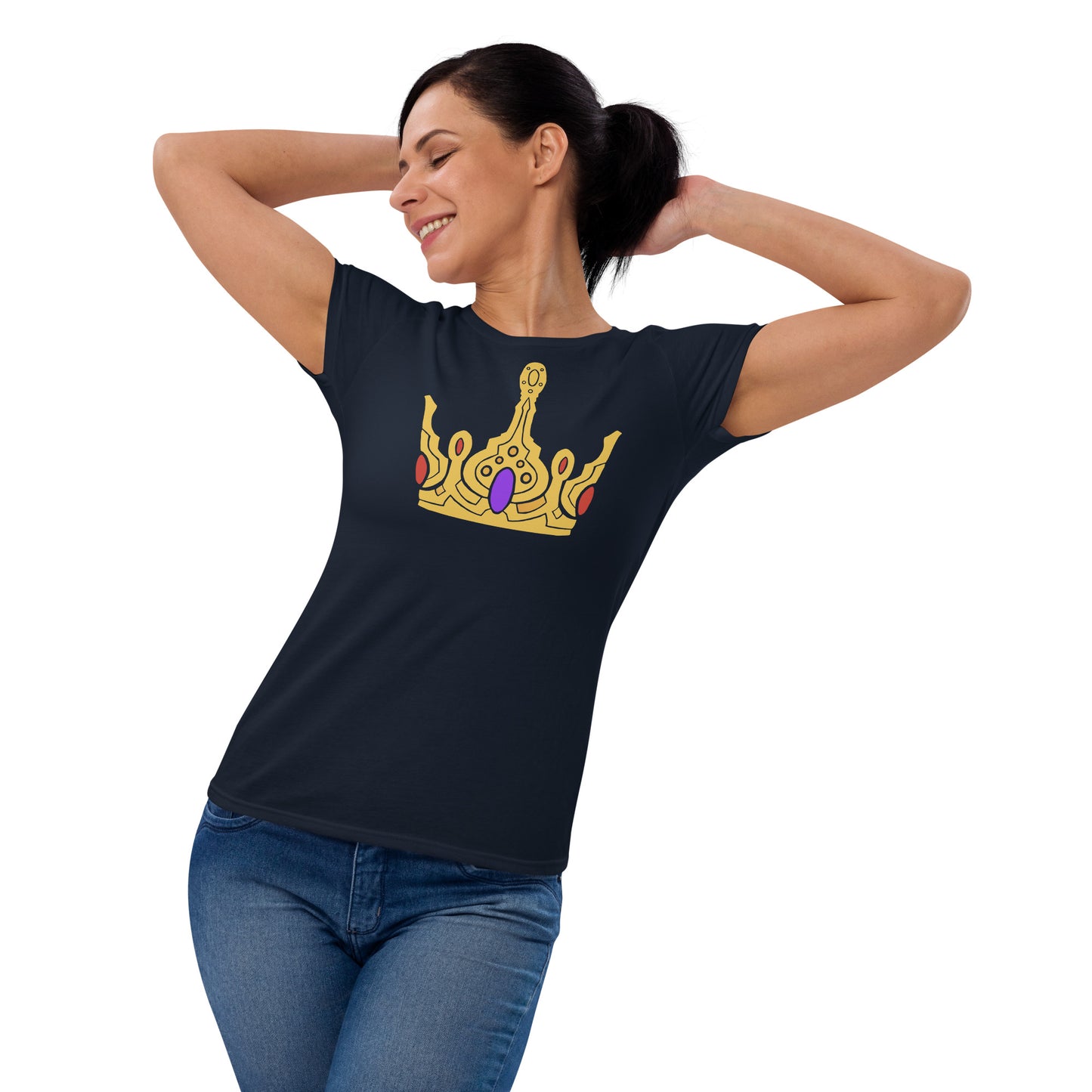 Women's Short Sleeve T-Shirt “Gold Crown” Crest Front/Adventurers Back