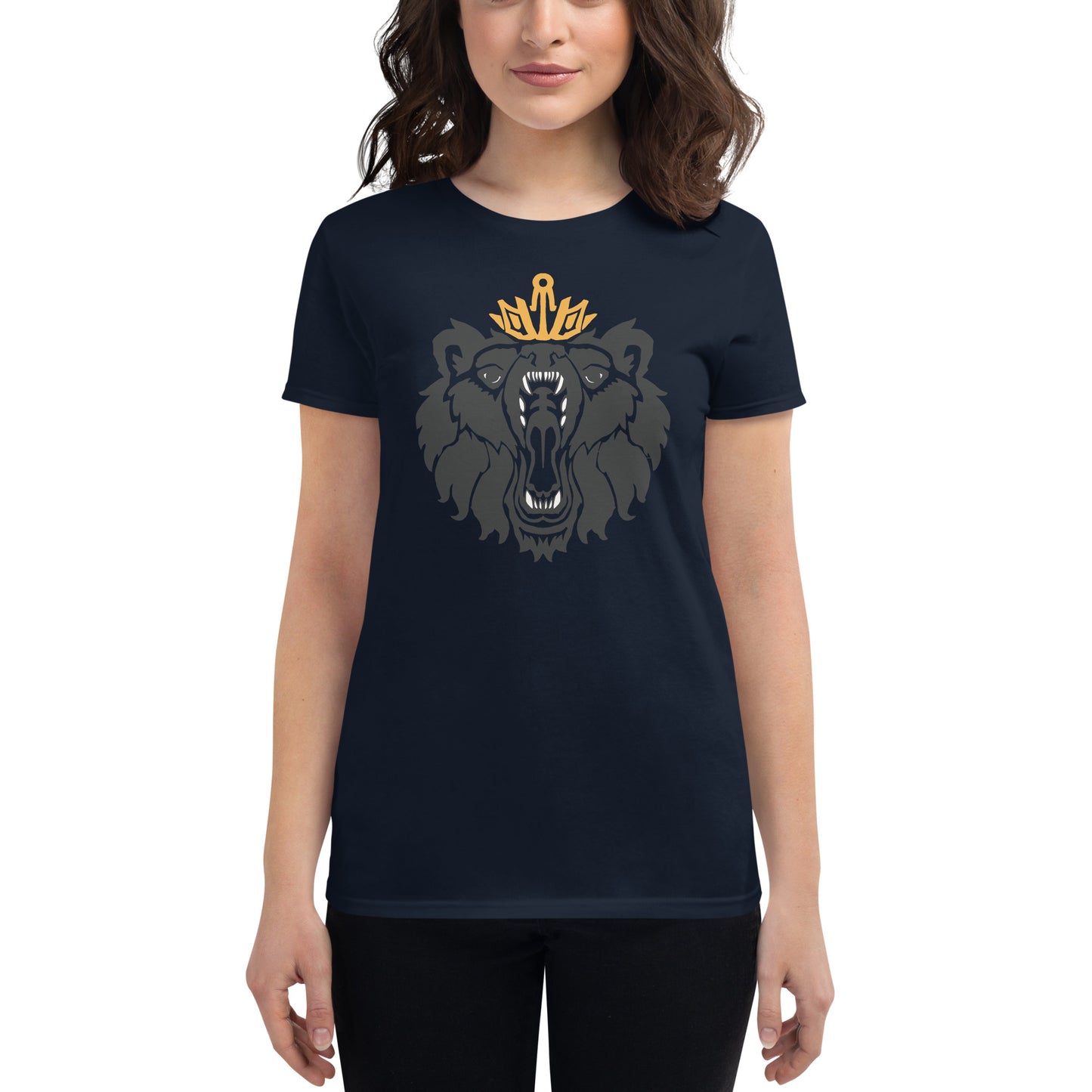 Women's Short Sleeve T-Shirt “Royal Bear” Crest Front/Adventurers Back