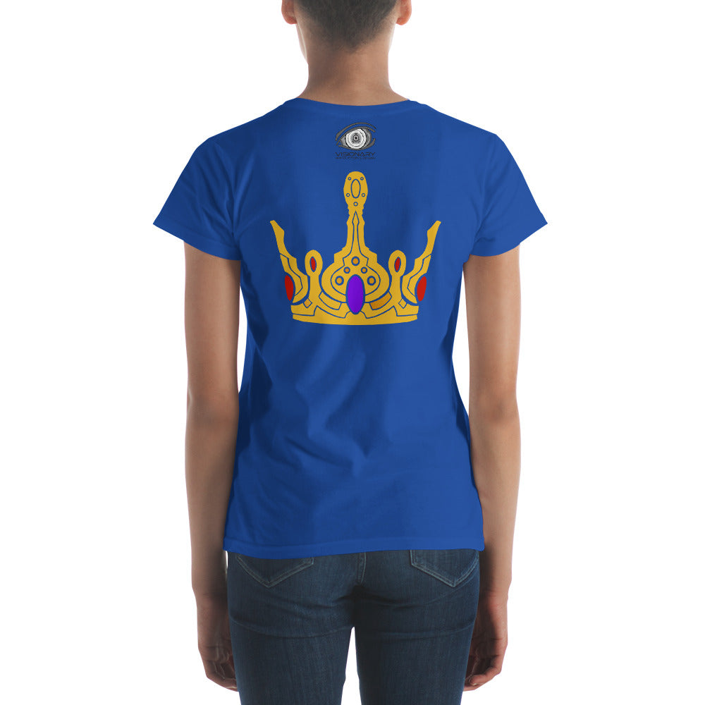 Women's Short Sleeve T-Shirt “Gold Crown” Adventurers Front/Crest Back