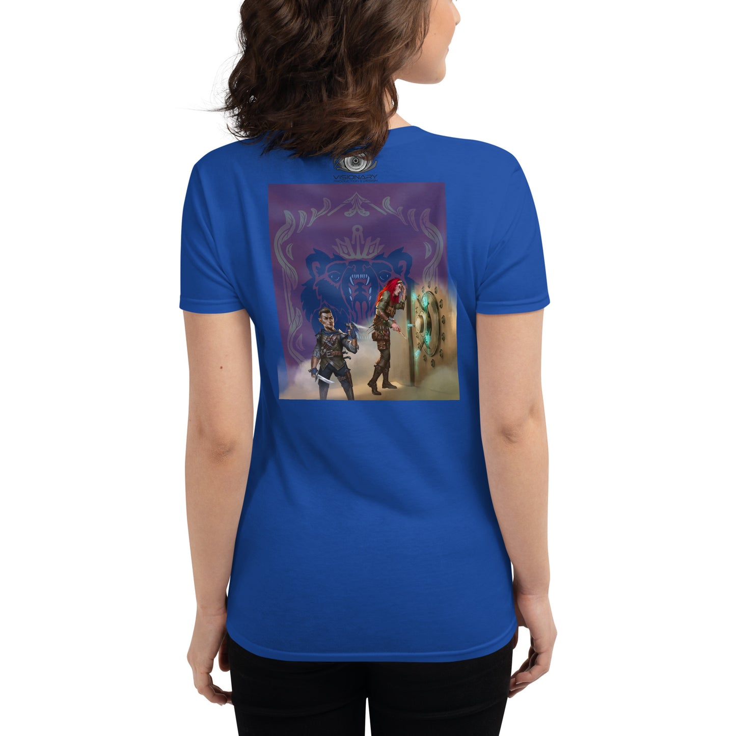 Women's Short Sleeve T-Shirt “Royal Bear” Crest Front/Adventurers Back