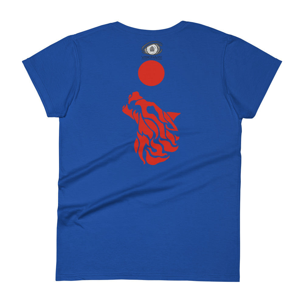 Women's Short Sleeve T-Shirt "Red Wolf” Adventurers Front/Crest Back