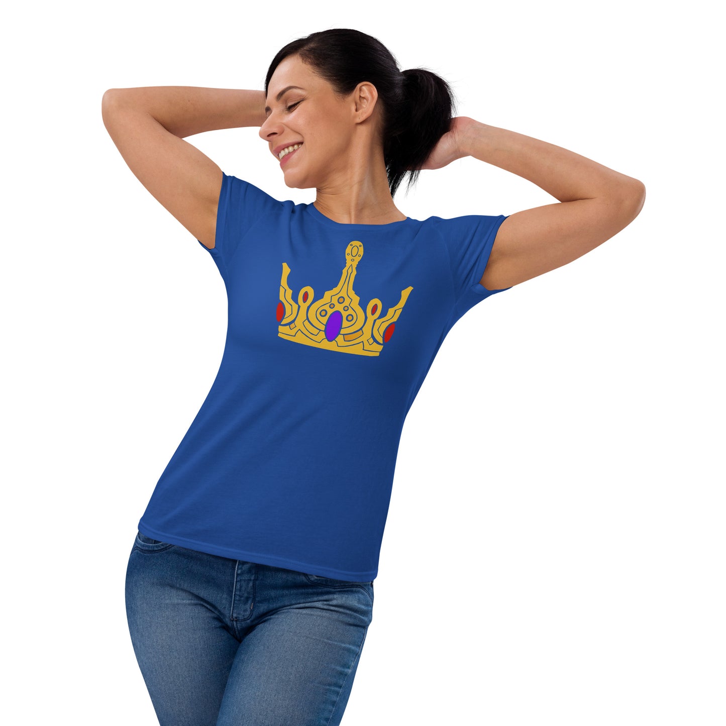 Women's Short Sleeve T-Shirt “Gold Crown” Crest Front/Adventurers Back