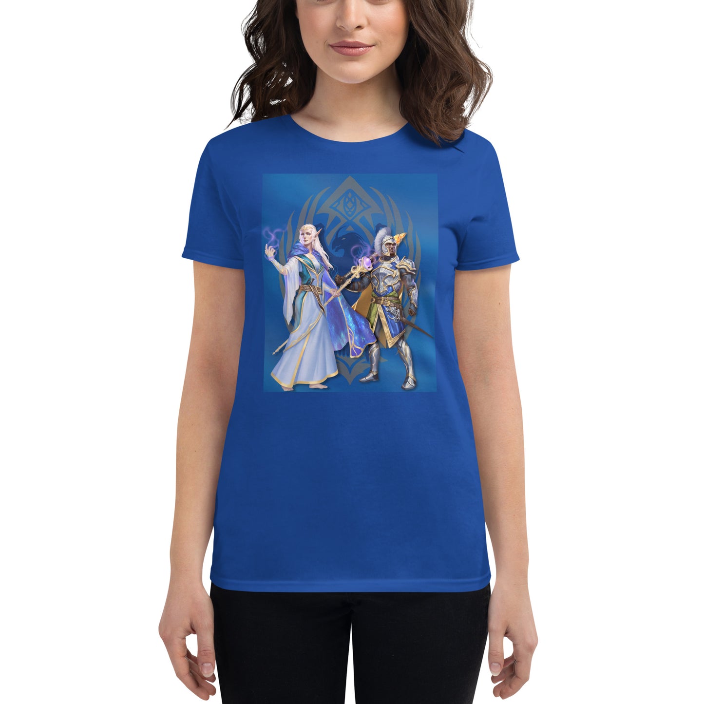 Women's Short Sleeve T-Shirt “Dragon Hawk” Adventurers Front/Crest Back