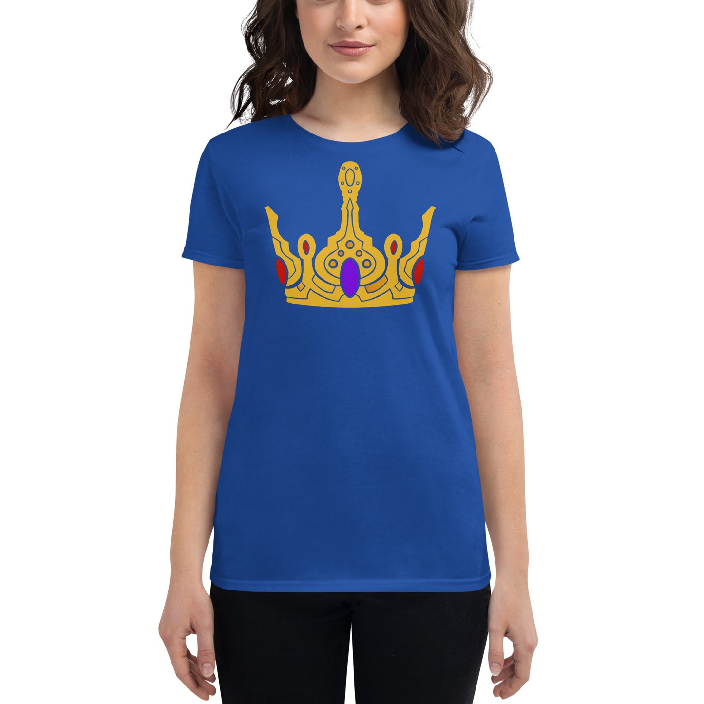 Women's Short Sleeve T-Shirt “Gold Crown” Crest Front/Adventurers Back