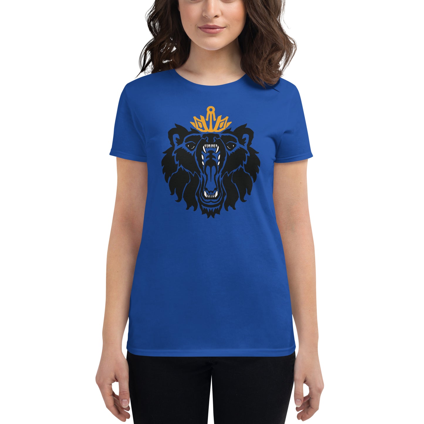 Women's Short Sleeve T-Shirt “Royal Bear” Crest Front/Adventurers Back