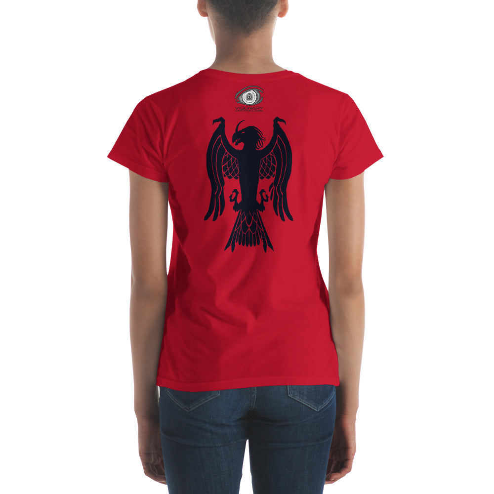 Women's Short Sleeve T-Shirt “Dragon Hawk” Adventurers Front/Crest Back