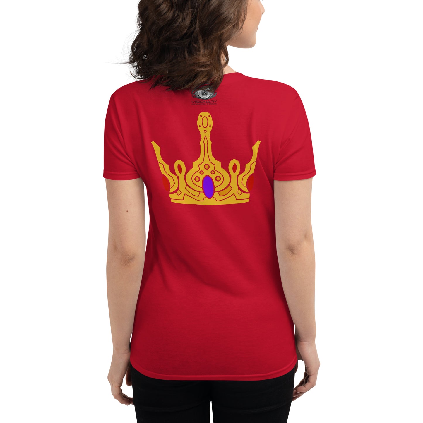 Women's Short Sleeve T-Shirt “Gold Crown” Adventurers Front/Crest Back