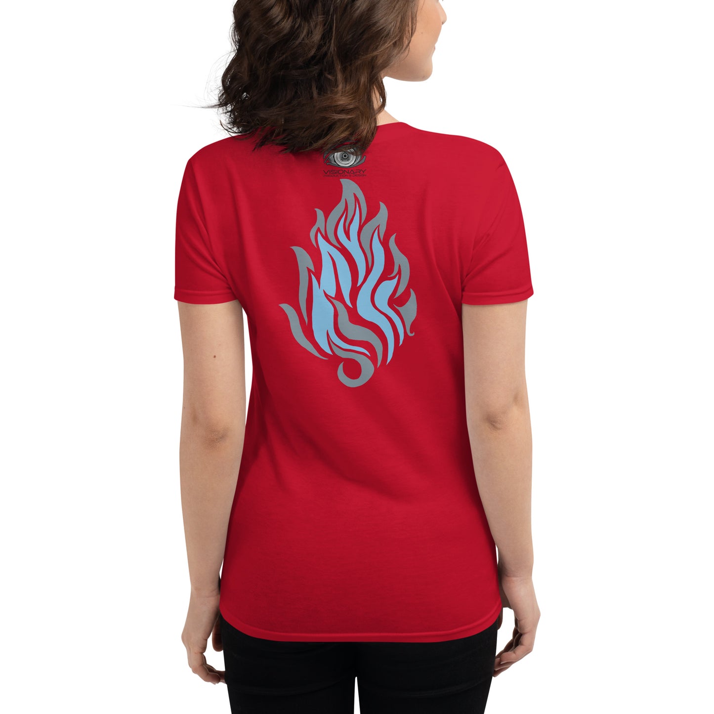 Women's Short Sleeve T-Shirt “Silver Flame” Adventurers Front/Crest Back