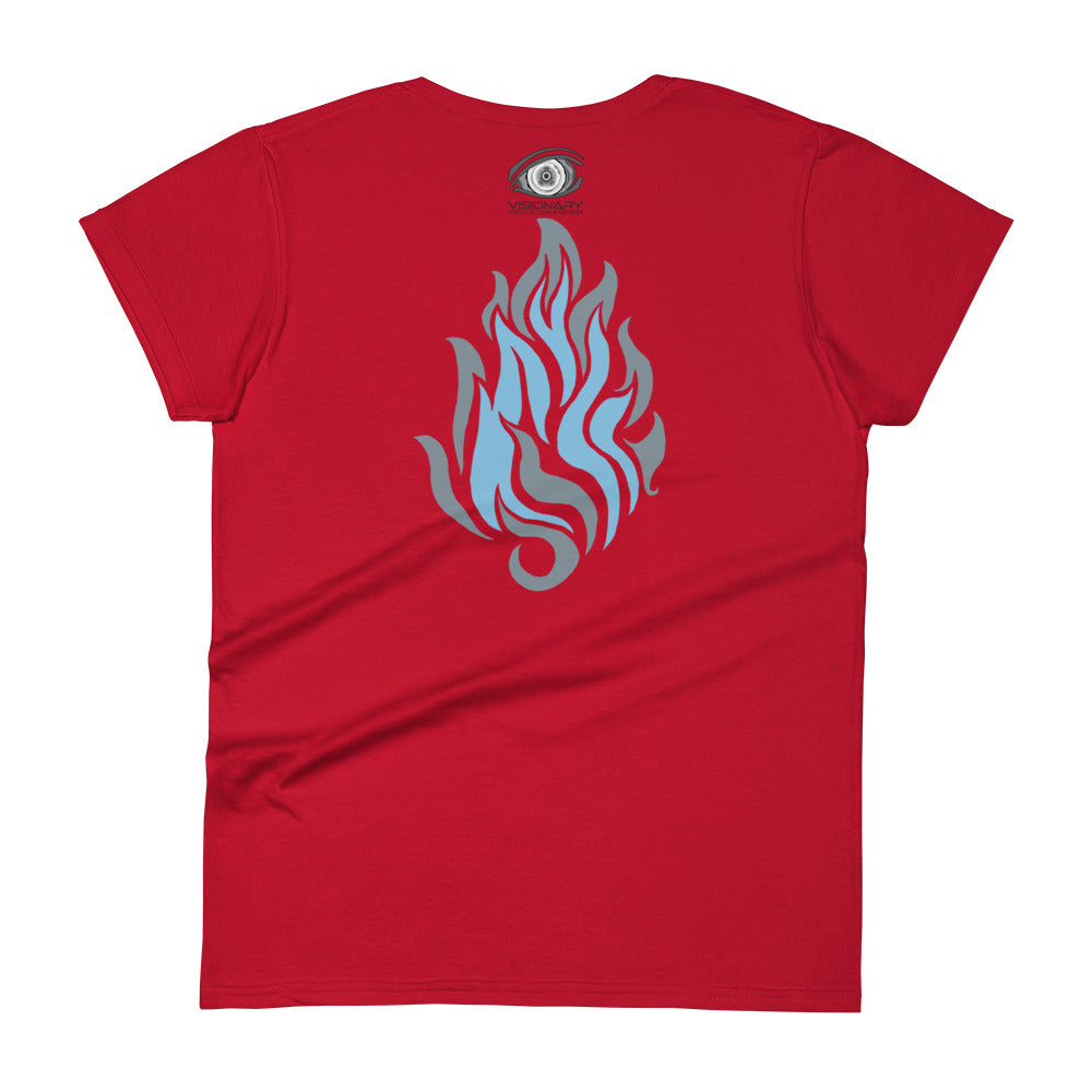 Women's Short Sleeve T-Shirt “Silver Flame” Adventurers Front/Crest Back