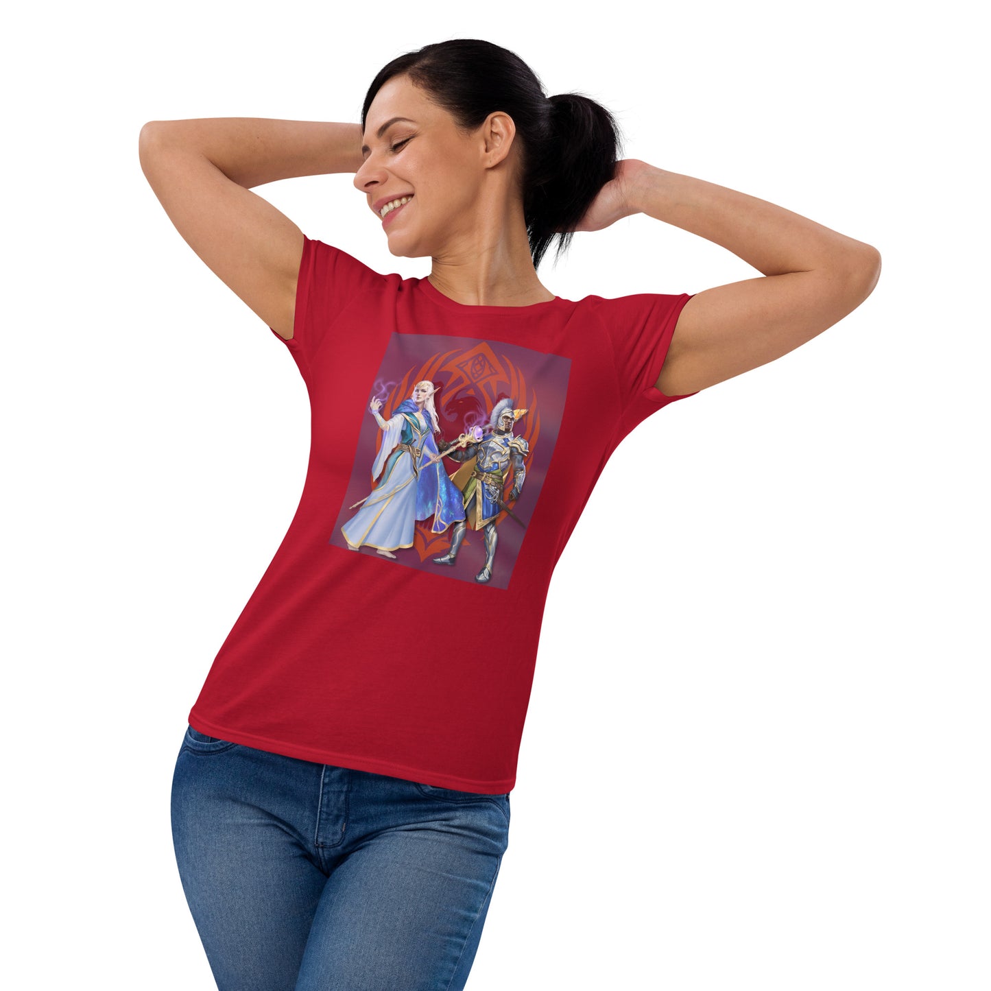 Women's Short Sleeve T-Shirt “Dragon Hawk” Adventurers Front/Crest Back