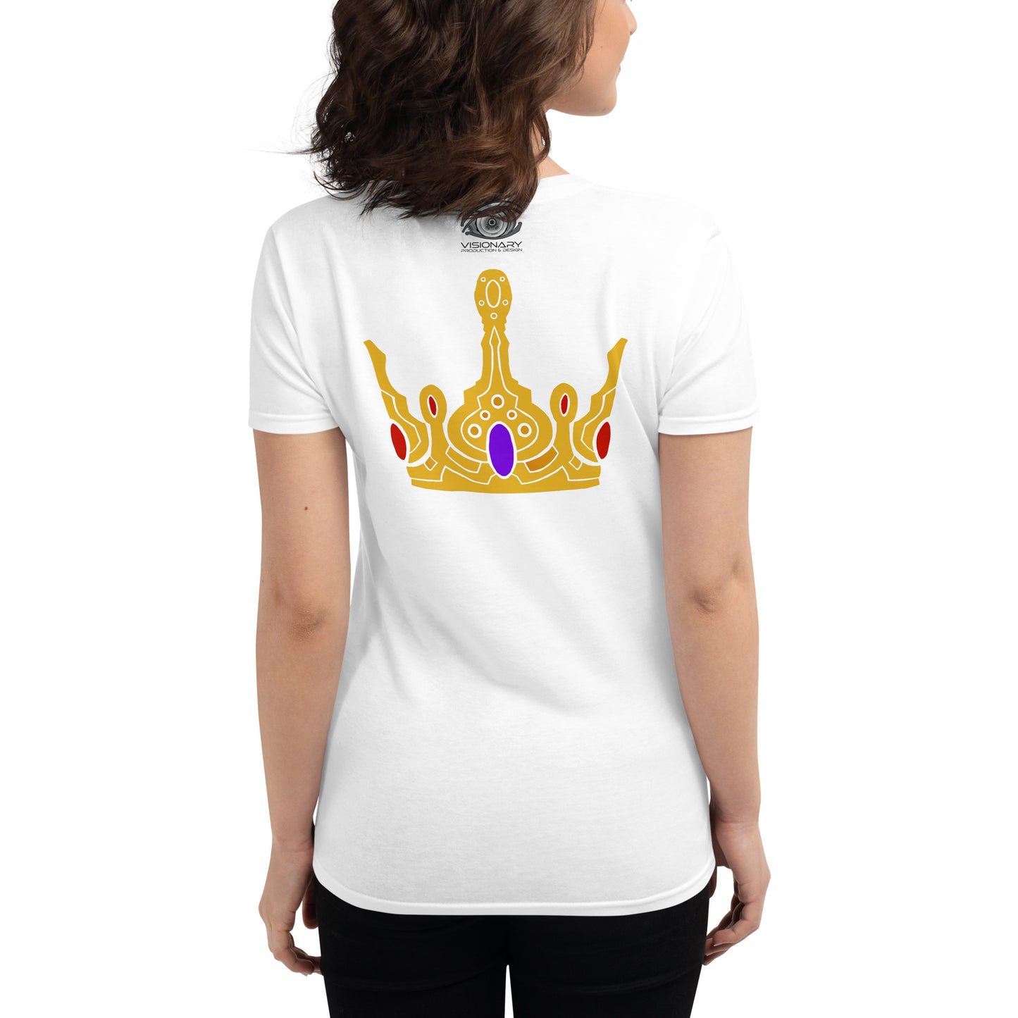 Women's Short Sleeve T-Shirt “Gold Crown” Adventurers Front/Crest Back