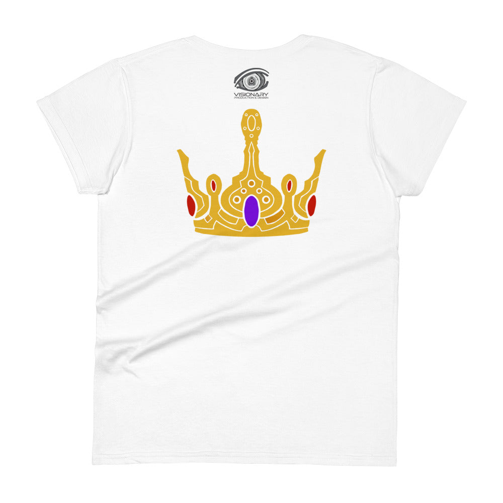 Women's Short Sleeve T-Shirt “Gold Crown” Adventurers Front/Crest Back