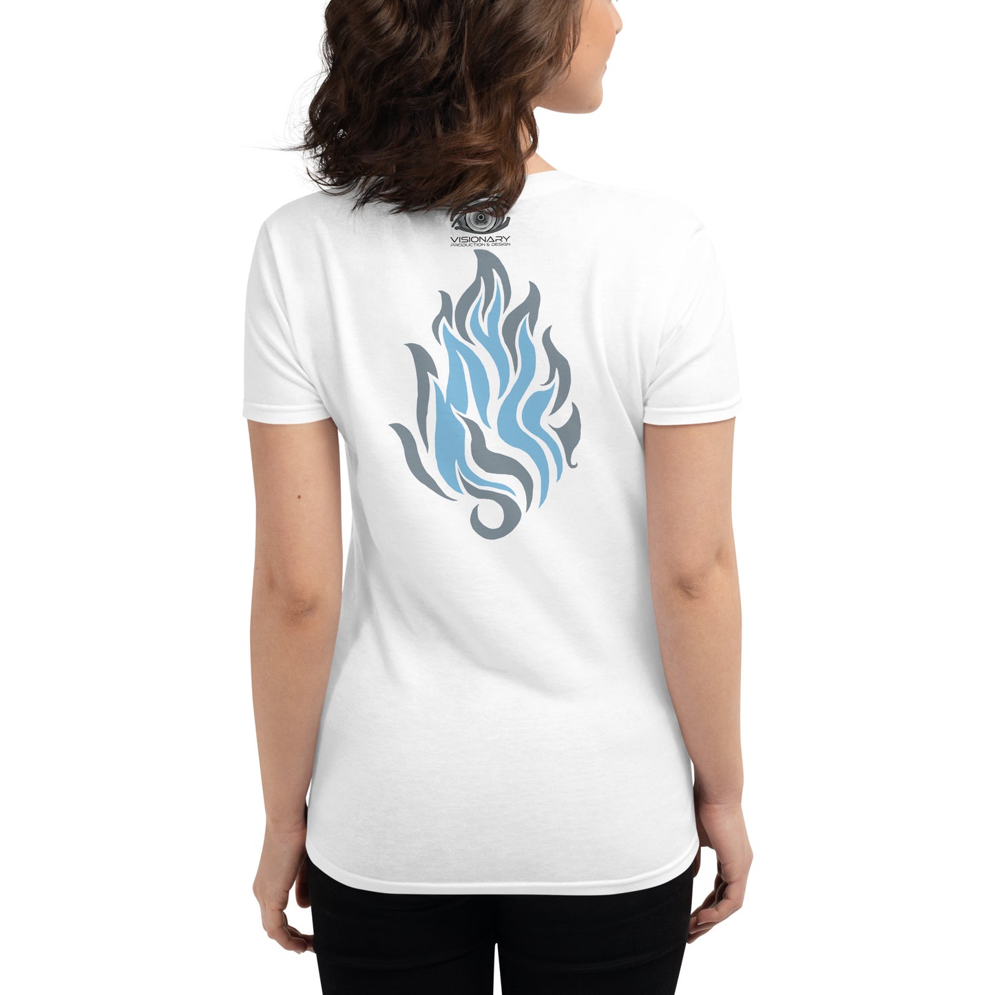 Women's Short Sleeve T-Shirt “Silver Flame” Adventurers Front/Crest Back