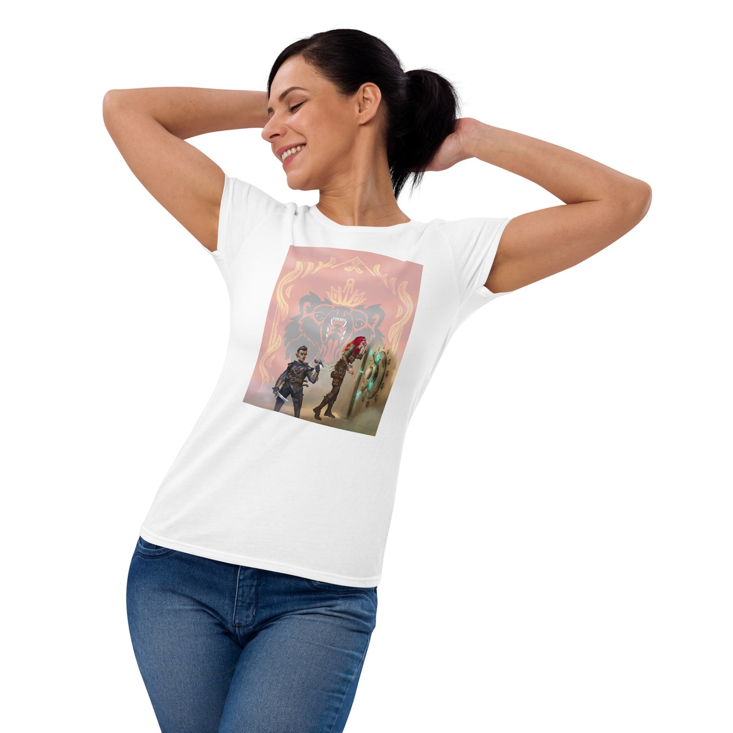 Women's Short Sleeve T-Shirt “Royal Bear” Adventurers Front/Crest Back