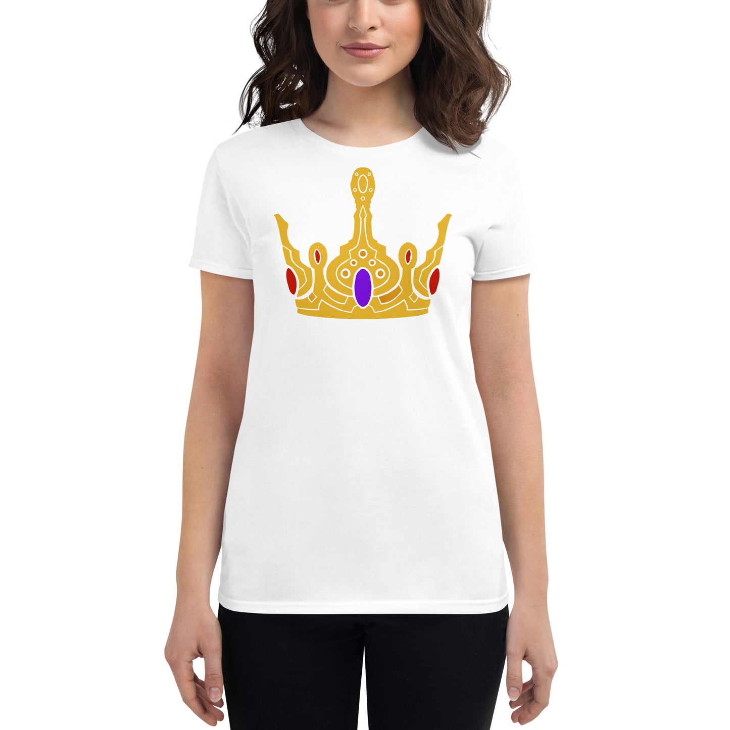 Women's Short Sleeve T-Shirt “Gold Crown” Crest Front/Adventurers Back