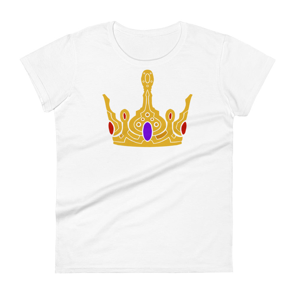 Women's Short Sleeve T-Shirt “Gold Crown” Crest Front/Adventurers Back