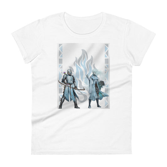 Women's Short Sleeve T-Shirt “Silver Flame” Adventurers Front/Crest Back