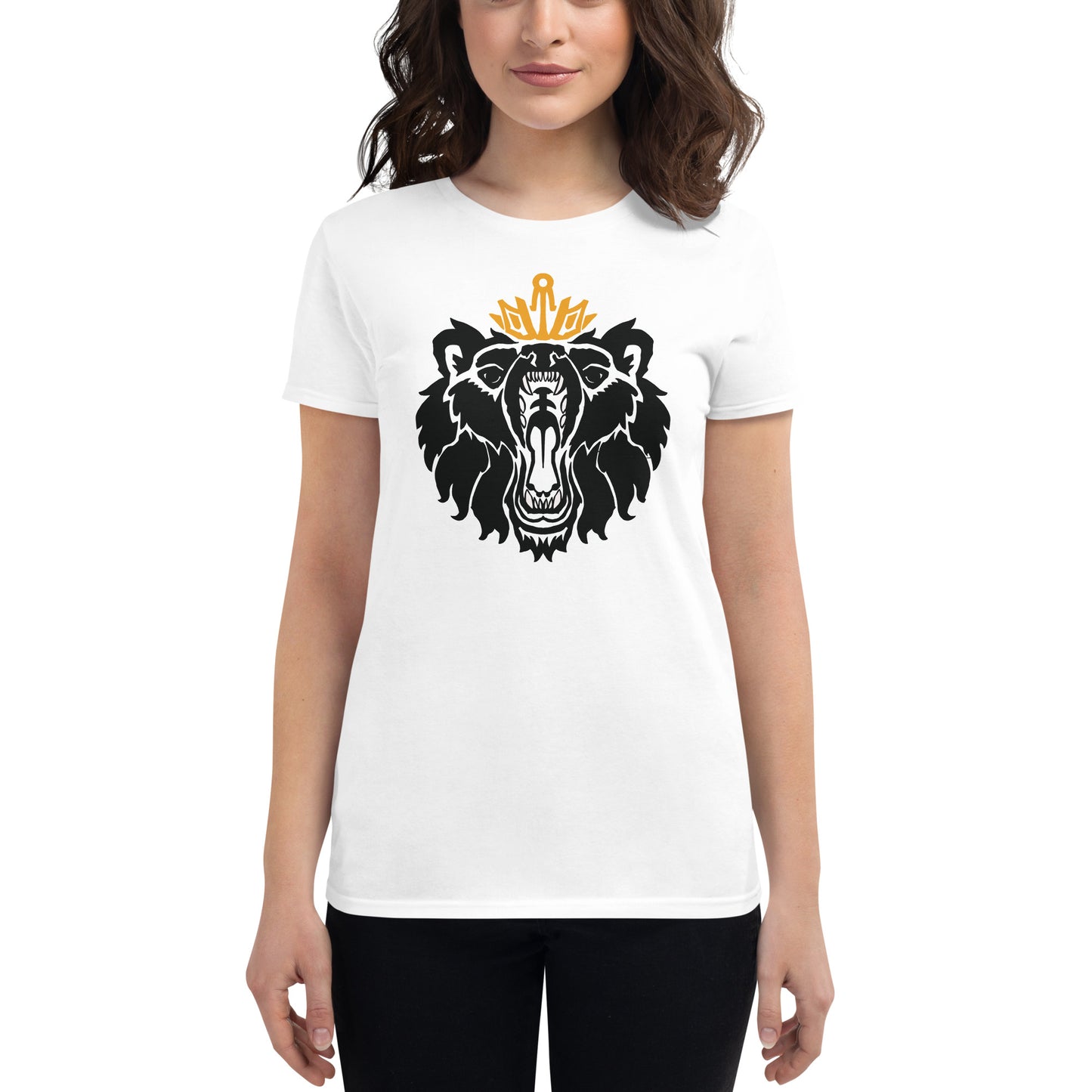 Women's Short Sleeve T-Shirt “Royal Bear” Crest Front/Adventurers Back